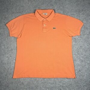 Vintage Chemise Lacoste Polo Shirt Men's Size 7 XL Orange Cuffed Preppy 1980's